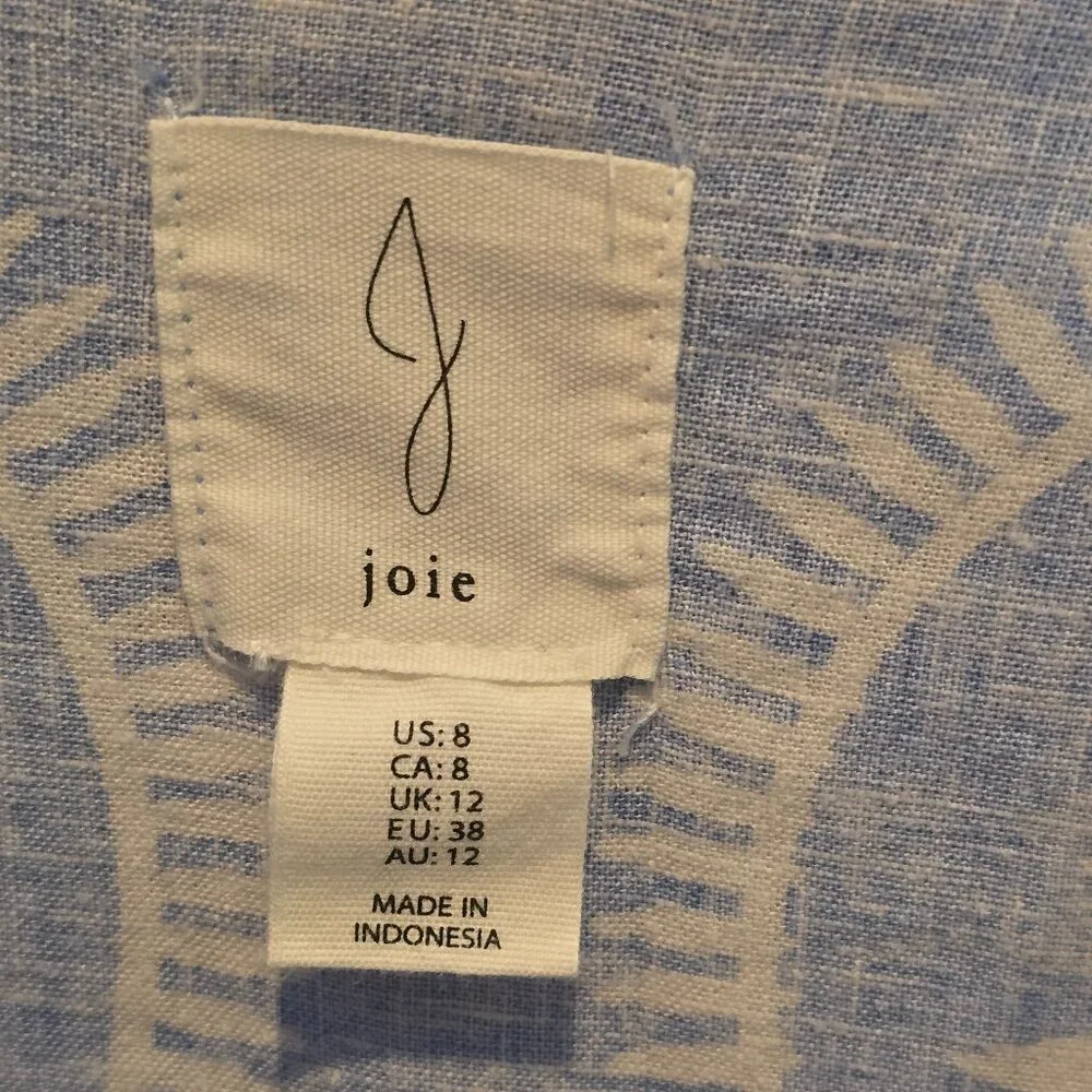 Joie Blue White Paisley Tunic Dress Size 8 Bell Sleeve Boho Resort Mini